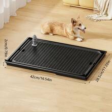 KEMORELA Bandeja para orinal para perros 2 en 1 y alfombrilla para arena para gatos, antideslizante, impermeable, suave, agradable a las patas, patrón de rejilla para una fácil limpieza - Gris claro - Ver 9
