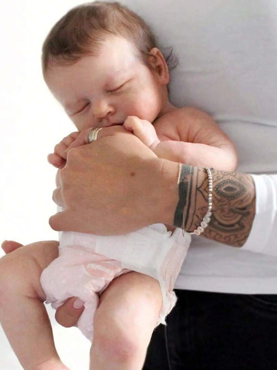 50cm Soft Vinyl Silicone Reborn Baby Doll - 20 Inch Realistic 3D Painted Skin, Vinyl Girl Doll Handmade Toy With Veins, Halloween/Thanksgiving/Christmas Gift - 彩色 - 查看 1