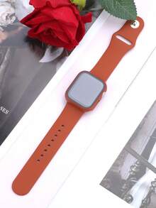 二合一运动硅胶表带和表壳套装，兼容 40mm、41mm、42mm、44mm、45mm、46mm 和 49mm 尺寸的 表带和表壳。柔软舒适的硅胶表带搭配铆钉表扣。防震防刮的硬质 PC 材料和钢化玻璃保护膜一体成型。兼容 Series Ultra/11/10/9/8/7/6/5/4/SE。男女通用智能手表表带和表壳套装。 - 棕色 - 查看 7