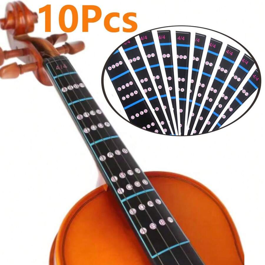 1/4-4/4 Violin Fingerboard Position Stickers For Children & Adult Beginners, Practice Scales, Pitch, Fingering - Black - View 1