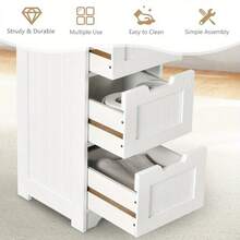 Costway Bathroom Storage Cabinet Freestanding Storage Organizer Side Table, Storage Drawer Units - White - View 6