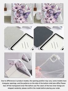 2D Butterfly Pattern Tablet Protective Case, Suitable For 11-Inch Air M3 2025/M2 2024, 5th Gen Air 2022, 11-Inch 2025 (A16), Galaxy Tab, Kindle Paperwhite 12th Gen 2024, Transparent Back, Fashionable Pattern, Auto Sleep/Wake, Shock-Proof, Suitable For Gifts And Office Use - Multicolor - View 7