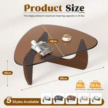 Nalupatio Smoke Glass Top & Walnut Color Legs,Modern Coffee Table,Triangular Geometric Top,Mid-Century Irregular Shape,Easy-Clean Scratch-Resistant,Shatter-Proof Safety Glass,Triple Metal Rod Support,Sturdy & Durable,Smoke Glass & Dark Walnut For A Premium Look - Walnut-colored Tea Glass - View 9