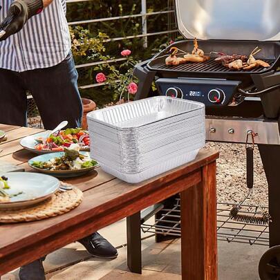 20 Pack Disposable Aluminum Foil Grease Trays Drip Pans Compatible With  Grills Spirit Q Genesis Series 6x1.4x8.6 Inch
