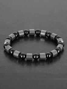 1 chiếc vòng tay co giãn bảo vệ mạnh mẽ - Vòng tay năng lượng chữa lành Obsidian Hematite, thời trang unisex, trang sức tâm linh, giúp tăng cường sự minh mẫn và tập trung. - màu đen - Xem 4