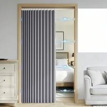 1pc Foldable Door Curtain, Thickened Fabric Room Divider, Waterproof Hook With Tie, Machine Washable, Minimalist Style, Easy Installation Blackout Partition Curtain - Multicolor - View 7