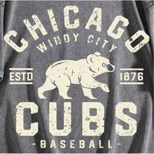 Vintage Washed Chicago Cubs Baseball Graphic Tee |   Retro Windy City T-Shirt - Gray - 查看 2