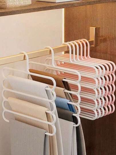 10/5/2/1 Peças Ganchos de Cabide de Guarda-Roupa de Plástico, Design de Plástico Antiderrapante, Estrutura Resistente e Durável de 5 Níveis Economiza Espaço. Adequado para Organizar Calças, Denim, Saias, Lenços e Leggings, Pode Ser Usado no Guarda-Roupa ou no Quarto. Também Adequado para Secar Roupas na Varanda.