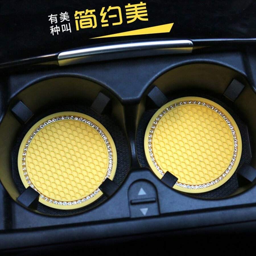 1 pieza Posavasos de Rhinestone, Alfombrilla Antideslizante Adecuada para Automóvil - A - Ver 1