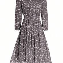 PoPoHouse Women's Elegant Summer Ditsy Floral Dress, Lantern Sleeve Round Neck, Vacation Wear, Spring/Summer - azul real - Ver 8