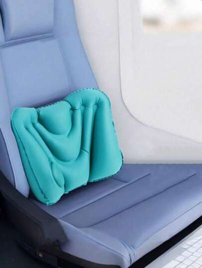 Inflatable Lumbar Pillow For Travel, Car, Office Chair - Portable Air Cushion Back Support Pillow, Suitable For Airplane, Train, Manual Air Pump Design, Handwash Only, Comfortable For All Seasons