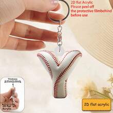 Llavero acrílico con diseño plano 2D de letra de béisbol, llavero y regalo de jugador y fanático de béisbol, colgante de bolso, decoración de llaves, regalo perfecto - Llavero con letras de béisbol - Ver 28