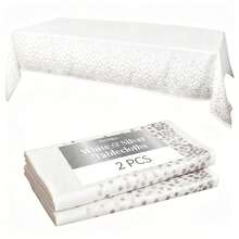 8/6/4/2 Pack White Base Silver Dot Disposable Plastic Tablecloth 54"X108", Waterproof Rectangular Table Cover For Wedding & Party - White Background With Silver Dots - View 10