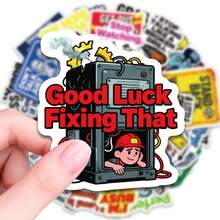 56PCS Mechanic Sarcastic Quote Stickers Pack, Funny Repair & Work Themed Decals For Adults, Durable Waterproof Stickers For Toolboxes Tumblers Phones, Ideal For Mechanics, DIY Enthusiasts And Workspace Humor - Multicolor - View 3