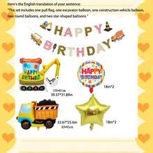 1pc Happy Birthday Bread Van, Ice Cream Truck, Steam Train, Excavator And Other Aluminum Foil Balloons, Construction Vehicle Theme Party Decorations - Multicolor - View 23