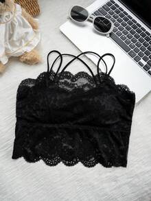 Áo hai dây ren dễ thương và gợi cảm dành cho nữ, có đệm ngực, màu trơn, thích hợp cho mùa tựu trường, mùa đông, Giáng sinh, năm mới, mặc thường ngày. - màu đen - Xem 5