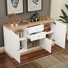 Sideboard With Three Doors And Two Drawers, Ideal For Living Rooms And Dining Rooms, Multifunctional Storage Furniture. - Khaki - View 5