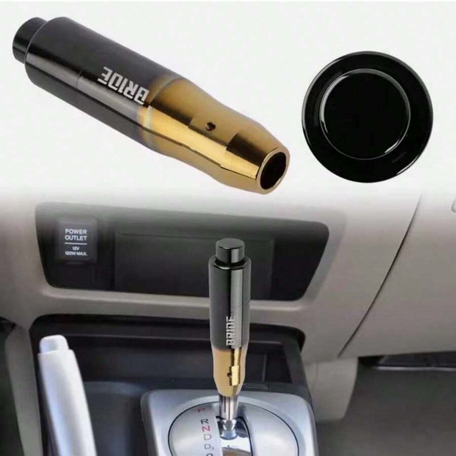 1件通用汽車排檔桿頭,漸層彩色鋁合金,黑金屬色,伸縮式附按鈕,改裝排檔桿頭 - A - 查看 1