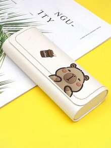 Cute Capybara Glasses Case - Cute Bear Print Faux Leather Eyewear Container For Women | Cartoon Animal Print Accessories | New Year Gifts, Valentine's Day Gift For Her | Cute School Supplies, Girls Fashion Accessories, Daily Use, Travel, Durable Protective Shell For Myopia Glasses & Fashion Glasses | Gift For Friends, Small Gift Exchange - Multicolor - View 15