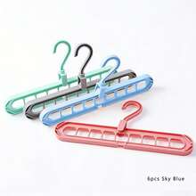 1/3/6pcs 9-Hole Multi-Function Magic Hanger, Foldable, Rotatable, With Storage Rack, Decorative, Decorate Room, Decorate Home, Decorate Bedroom, Bedroom, Home Storage, Suitable For Storing T-Shirts, Shirts, Short Sleeves, Shorts, Short Skirts, Dresses, Pants, Shoes, Jeans, Skirts, White Women's T-Shirts - Pink - View 18