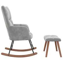 vidaXL Chaise à bascule avec repose-pied Gris clair Velours - A - Voir 7