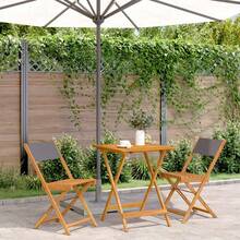 vidaXL Ensemble De Bistro 3 Pcs Anthracite Tissu Et Bois Massif - A - View 1