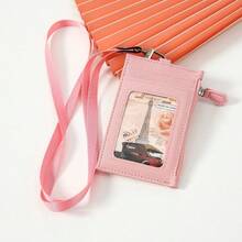 Ví đựng thẻ bằng da PU thời trang có dây đeo, ví đựng thẻ unisex, ví đựng thẻ ID có dây đeo cổ, ví đựng tiền xu, ví đựng thẻ nhiều ngăn kiểu tối giản. - Nhiều màu - Xem 10
