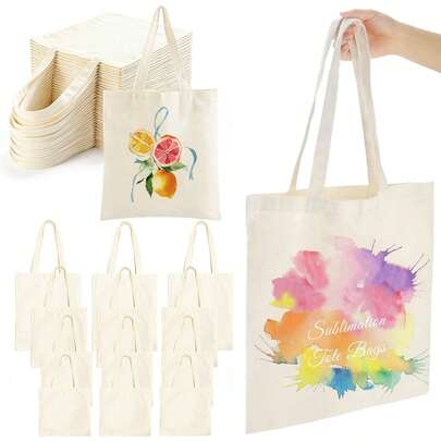Blank Canvas Tote Bag For DIY Painting, Heat Transfer Handmade, Suitable For Birthday Party, Holiday, Graduation, Children's Day, Painting Party, Gift Bag For Friends, Classmates, Teachers, Nurses
