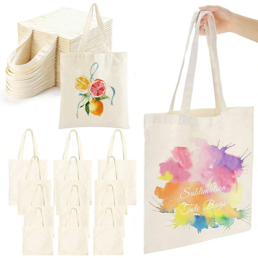 Blank Canvas Tote Bag For DIY Painting, Heat Transfer Handmade, Suitable For Birthday Party, Holiday, Graduation, Children's Day, Painting Party, Gift Bag For Friends, Classmates, Teachers, Nurses