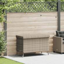 Boîte de rangement de jardin et roues gris clair résine tressée - C - Voir 1