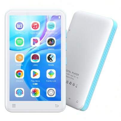 Máy nghe nhạc MP3 Android 13, màn hình cảm ứng 4 inch, Bluetooth & Wi-Fi, đài FM, hỗ trợ Spotify, Audible & Play Store, RAM 3GB + bộ nhớ trong 32GB, có thể mở rộng lên 1TB.
