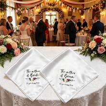 2pcs/Set Bride To Be Wedding Decoration, The Mother Of Bride/The Mother Of Groom Faux Silk Handkerchief, Bachelorette Party Bridal Shower - White - View 1