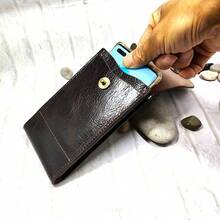 Mobile Phone Waist Bag Holster Genuine Leather Phone Sheath  Universal Belt Pouch Pack Men's 2102DK - XL-coffee - View 8