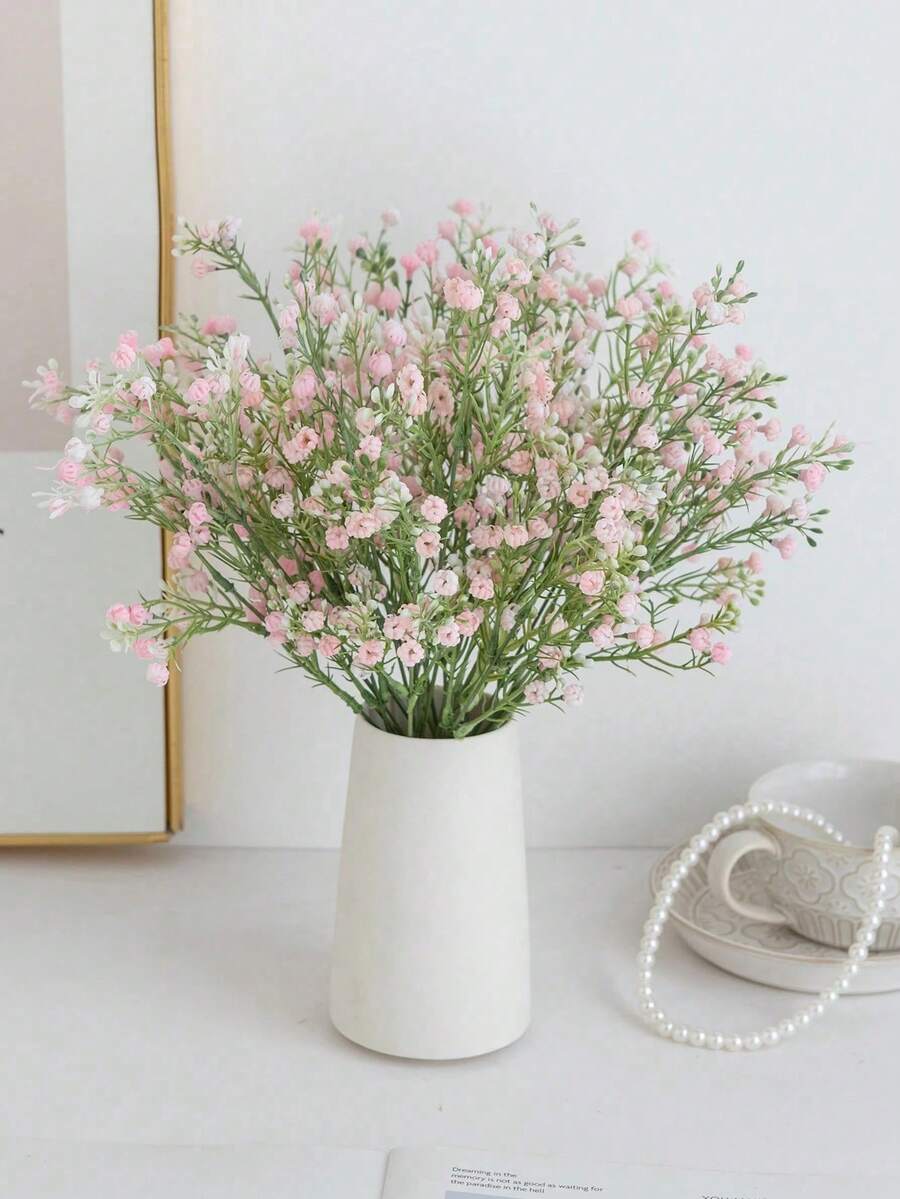 4 Bunches Artificial Baby's Breath Flower Bouquet, Artificial Flowers & Plants For Home Decor, Kitchen, Dining Table, Living Room, Bedroom, Tabletop, Engagement, Wedding, Bridal Bouquet, Party, Valentine's Day, Mother's Day, Thanksgiving, New Year, Birthday Gift - Multicolor - View 1