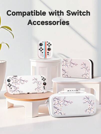 Kingsung Bộ phụ kiện chủ đề hoa mai cho 2, bao gồm ốp bảo vệ, túi đựng, đế khe cắm thẻ, tay cầm, tương thích với Switch 2, món quà tuyệt vời dành cho người chơi Switch, thích hợp cho dịp kỷ niệm/tình yêu mùa xuân/Giáng sinh/phụ nữ/trở lại trường học.