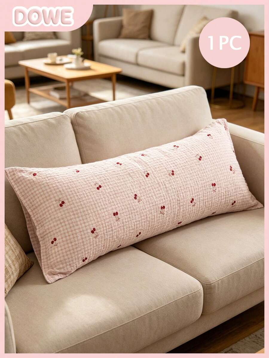 1pc Polyester, Bohemian Style, Textured Crinkle, Embossed Pattern, Long Pillowcase, Suitable For Bed Decoration (Filling Not Included) Bedroom Living Room Decoration, Bedroom Decoration