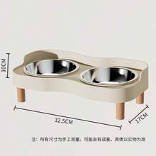 Elevated Stainless Steel/Plastic Pet Bowls Set With Stand, Dual Bowls For Small Dogs And Cats, With Splash Guard - Pet Feeder - 400ml Per Side - View 6