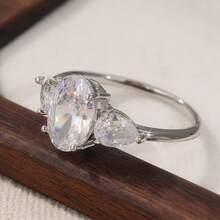 Bộ 3 nhẫn cưới nữ thanh lịch, tối giản, đính đá Cubic Zirconia trắng, món quà hoàn hảo cho Ngày Valentine và Giáng sinh. Vẻ đẹp vượt thời gian. - Nhiều màu - Xem 6