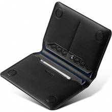 Porta Pasaporte Minimalista con Bloqueo de , Cartera de Viaje de Cuero para Hombre y Mujer, Cierre Magnético - Café exprés - Ver 9