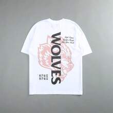 DARCSPORT American-Style  Retro T-Shirt For Couples, Men's Top, Pure Cotton Loose-Fit Round-Neck T-Shirt - Đen và đen - Xem 2