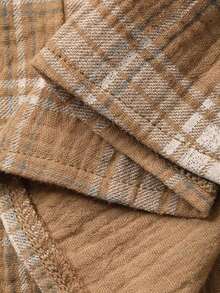 Vestido holgado de línea A sin mangas con estampado de cuadros para mujer - Camel - Ver 9
