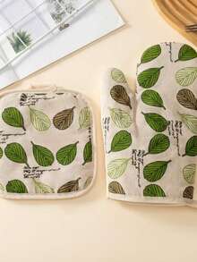 1pc Beige Heat Resistant Oven Mitt, Heat-Proof, Anti-Slip Microwave Oven Baking Glove - View 4