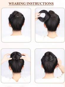 Dây buộc tóc kiểu tổ chim bằng chất liệu tổng hợp co giãn, kiểu tóc búi gợn sóng xoăn, tóc nối đuôi ngựa, dành cho nữ, màu nâu đậm. - Nhiều màu - Xem 11