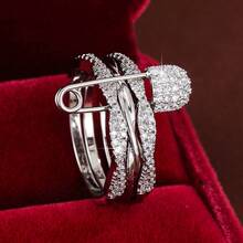 1pc Rope Wrapped Detachable Ring Design With Cubic Zirconia Stones For Women - Multicolor - View 2