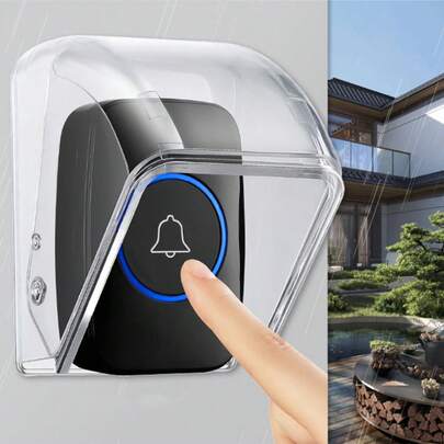 1pc Transparent Waterproof Doorbell Cover, Rainproof And Splash Proof Doorbell, Easy To Install, Rainproof And Splash Proof, Compatible With Most Wireless Doorbells (Excluding Doorbells)