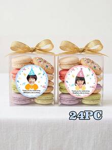 12/24/40pc Personalized Custom Photo Birthday Stickers, Custom Party Favor Tags,Round Thank You Labels With Kid'S Face & Age, Candy & Cookie Box Stickers For Kids Birthday,Birthday Party Favors, Candy Treat Bags, Goodie Boxes - Baby Blue - View 10
