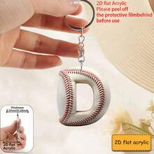 Llavero acrílico con diseño plano 2D de letra de béisbol, llavero y regalo de jugador y fanático de béisbol, colgante de bolso, decoración de llaves, regalo perfecto - Llavero con letras de béisbol - Ver 19