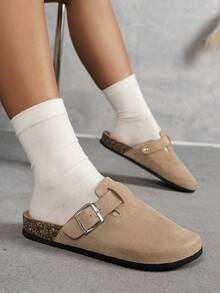 Women's Casual Solid Color Suede Loafers, Available In Warm And Non-Warm Versions - Khaki - View 5