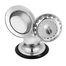 3pcs Kitchen Sink Strainer And Drain Stopper Set, Stainless Steel Garbage Disposal Stopper With Handle, Universal Anti-Clogging Kitchen Sink Strainer Filter - Multicolor - View 20