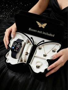 6/5 Reloj electrónico con pantalla LED con patrón de la Tierra, elegante y de moda, adecuado para que las niñas lo usen. Se puede combinar con un conjunto de joyería con forma de mariposa que incluye collar, pulsera, anillo y pendientes, adecuado para usar en fiestas, reuniones y viajes para consultar la hora, y también muy adecuado como regalo de cumpleaños, Navidad, inicio de clases, temporada de graduación, Día de San Valentín, Navidad, Día de la Madre para niñas. - Multicolor - Ver 14